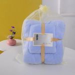 EiFESS Coral Fleece Towel Set (Face + Bath), Ultra Absorbent Light Blue - image 8