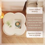 SIKITUT Modern Side Table Double-Layer Four-Leaf Clover Shape Coffee Table with Storage Shelf Creamy White - image 4