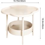 SIKITUT Modern Side Table Double-Layer Four-Leaf Clover Shape Coffee Table with Storage Shelf Creamy White - image 8