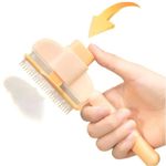 Generic One-Click Self-Cleaning Dog Cat Comb - Long & Short Teeth Pet Grooming Comb Hair Remover Green - image 7