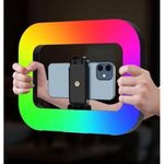 product_image_name-Generic-E-30 LED RGB Light Rectangular Shaped Ring-Light for Influencer Camera Phone Holder Selfie-Stick Rechargeable Adjustable Lamp Remote Control Video Light-2