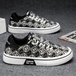 product_image_name-BLWOENS-Men's Casual Sneakers Lace-up Skate canvas Shoes Comfortable Retro Fashion Sneakers- Black-2