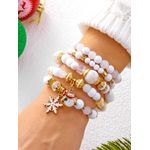 product_image_name-Fashion-White five-piece stacked bracelet set, understated luxury gold accessory bracelet set-3