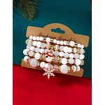 product_image_name-Fashion-White five-piece stacked bracelet set, understated luxury gold accessory bracelet set-4