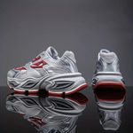 product_image_name-Fashion-Men’s Trendy Chunky Sneakers – White, Red & Grey Comfort Trainers Sports Shoe-1