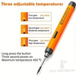 Generic Gray Stars USB Soldering Iron Kit, Adjustable Temperature Soldering Tool - Orange - image 7