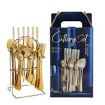 24-Piece Gold Stainless Steel Cutlery Set