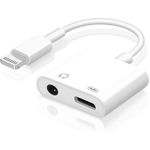Generic 2-in-1 Charging & Audio Adapter for iPhone, Lightning to 3.5mm Headphone Jack Dongle Splitter