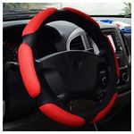 Top Grade Fabric Ergonomic Steering Wheel cover - red and black