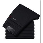 Men Straight Stock Jeans-Plain Black