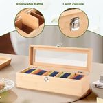 Generic Tea Bag Organizer, Bamboo Tea Storage Box with 5 Compartment Tea Chest - image 5