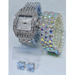 product_image_name-Fashion-Ladies Silver Wristwatch + Wrap Bracelet & Stud Earring-1