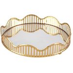 Generic Curve Gold Glass Mirror Multipurpose Decorative Vanity Tray