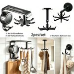 Generic No Drill Rotating Hooks Set, Wall Mounted 360° Swivel Hangers for Kitchen Bathroom