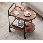 2-Tier Wooden Rolling Serving Trolley with Wheels 