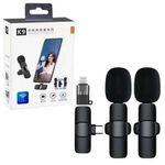 K9  Dual Wireless Lapel Microphone Lavalier Mic TYPE-C Android Phones IPhone + IOS Adapter