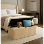 Generic Ribbed Storage Box Large Capacity Multi-Purpose Seat Foot Stool Storage Organizer