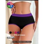 product_image_name-Fashion-Women's Mid-Rise Briefs, Breathable Fabric(3 Sets)-L-1