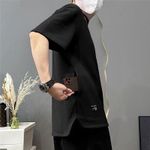 product_image_name-AIDAILU-2PCS Men's T-Shirts Plain Male Round Neck Short Sleeves Loose - Brown/Black-4