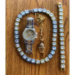 Lookworld Luxurious Mega Set Of Iced Studded Wrist Watch + Iced Necklace And Ice Bracelet For Luxury Men/Women