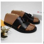 Black Cover Leather Slippers