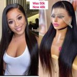 Black Long Bone Straight Hair Wig With full frontal 