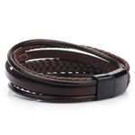 product_image_name-Fashion-Classic Men Unisex Leather  Layer Bracelet-Brown-3