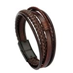 product_image_name-Fashion-Classic Men Unisex Leather  Layer Bracelet-Brown-5