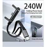 Generic 240W TYPE C TO TYPE C Cable braided with adjustable phone stand.. 1.5 m - image 2