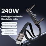 Generic 240W TYPE C TO TYPE C Cable braided with adjustable phone stand.. 1.5 m - image 3