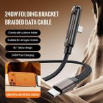 Generic 240W TYPE C TO TYPE C Cable braided with adjustable phone stand.. 1.5 m - image 4