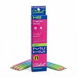 Muhui Student Rainbowl HB Graphite Pencils, 12 Pieces Pack, Non Toxic Hexagonal Writing Pencils