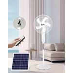 Gp 16" Remote Solar AC/DC Rechargeable Standing Fan With Solar Panel And Extra Bulb - Black/White
