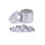Silver Metal Herb Weed Grinder  4 Parts Ceuaher 50mm
