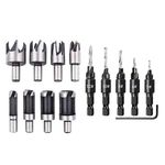 Generic 14x 5-flute countersunk drill bit set, 1/4" hex shank automatic center punch - image 2