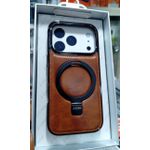 Generic J-CASE Luxury Leather Case For iPhone 17 Pro - Foldable Ring Kickstand & MagSafe Cover