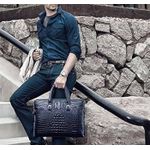 product_image_name-Fashion-Men's Croc Skin Leather Bag Business Briefcase Handbag MacBook Case Laptop Bag Corporate Office Bag Business Bag Gift Item - blue -3