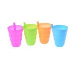 12pcs Plastic Kids Children Sip Cup With Built In Straw