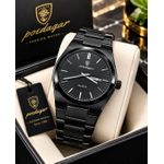 POEDAGAR LUXURY BLACK QUARTZ WRISTWATCH 