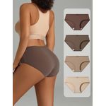 product_image_name-Fashion-4pcs Women's Cotton Briefs - Sexy Comfortable Breathable Underwear with Bow Detail, Maillard Color Palette (Beige/Brown/Blush/Neutral) - Soft Everyday & Clothing Essentials-1