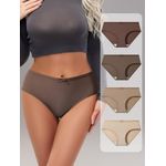 product_image_name-Fashion-4pcs Women's Cotton Briefs - Sexy Comfortable Breathable Underwear with Bow Detail, Maillard Color Palette (Beige/Brown/Blush/Neutral) - Soft Everyday & Clothing Essentials-8