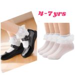 6 PAIRS BABY GIRL LACE SOCKS BACK TO SCHOOL SOCKS WITH LACE FOR GORLS 4-7 years