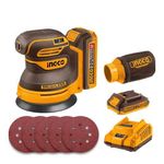 Ingco 20V Cordless Random Orbit Sander 125mm, Brushless Motor