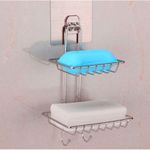 Generic Double Layer Wall Mounted Soap Dish, Dish Soap Drainer-With Hook