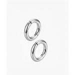 product_image_name-Fashion-2 Pcs Unisex Silver Stainless Steel Clip on Hoop Huggie Earrings -2