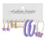 5 Pieces Women's Earrings - Gold/Purple