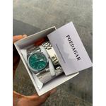 POEDAGAR Highly Original Quality & Super Classy Men's Silver Chain Wristwatch + Hand Chain