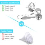 Generic Funnels, 3 Pcs Stainless Steel Kitchen Funnel Set, Mini Long Handle Funnel with 2  Cleaning Brush - image 5