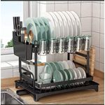 Generic Rustless Dish Rack, Two Tier Plate Rack With Drainer