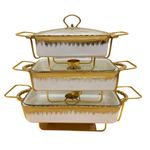 Luxury Three-tier ceramic chafing dish / food warming serving set
